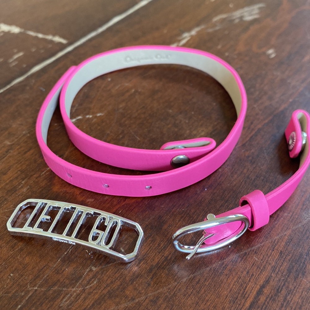 Origami Owl Pink Wrist Band Wrap and Let It Go Charm